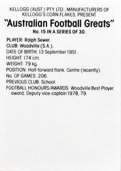 1981 Kellogg's Australian Football Greats #15 Ralph Sewer Back